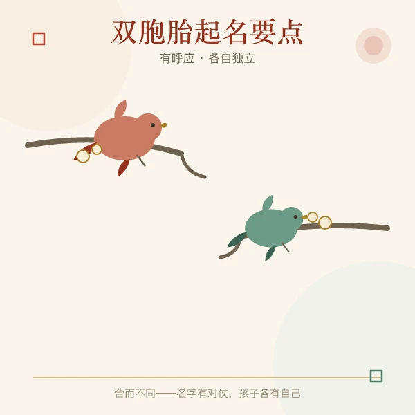 双胞胎起名要点合而不同